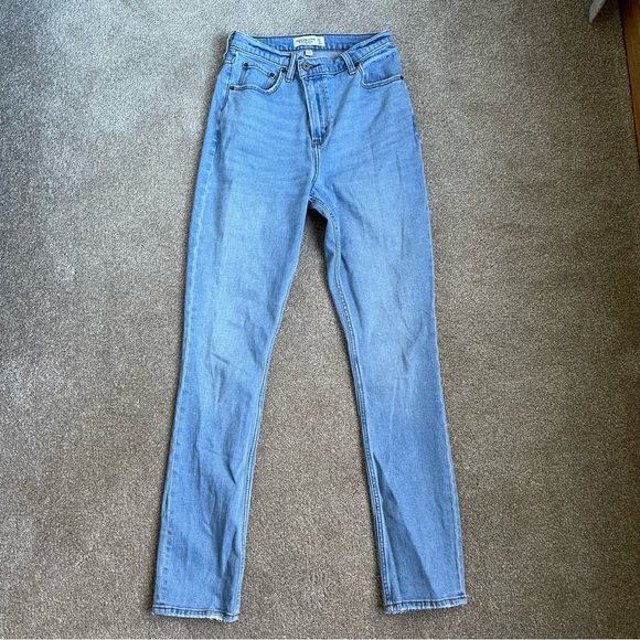 WORN ONCE Abercrombie 90s slim straight ultra high rise jeans curve love long - Picture 4 of 6